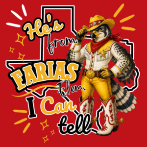 He's From Farias 02-607 - Adult Cooling Performance Long Sleeve Tee Design