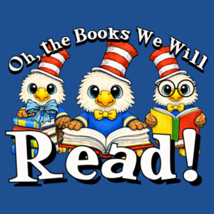 Oh The Books We Will Read Eagles 20-201 - Adult Softstyle ® T Shirt Design