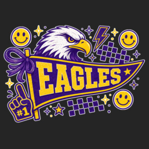 Eagles Pennant Yellow and Purple 20-207 - Youth Cooling Performance Short Sleeve Tee Design