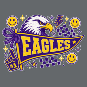 Eagles Pennant Yellow and Purple 20-207 - Youth Heavy Cotton 100% Cotton T Shirt Design