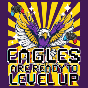 Level Up Eagles Purple/Yellow 20-214 - Youth Cooling Performance Short Sleeve Tee Design