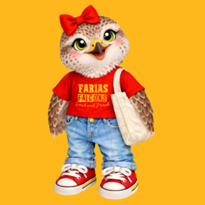 Farias Elementary Falcon Mascot 02-600 - Adult Softstyle ® T Shirt Design
