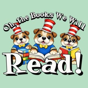Oh, The Books We Will Read Bulldogs 20-001 - Adult Softstyle ® T Shirt Design