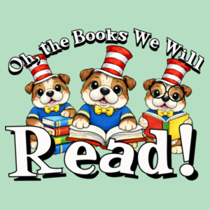 Oh, The Books We Will Read Bulldogs 20-001 - Adult Softstyle ® T Shirt Design