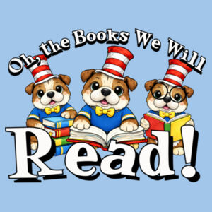 Oh, The Books We Will Read Bulldogs 20-001 - Youth Heavy Cotton 100% Cotton T Shirt Design