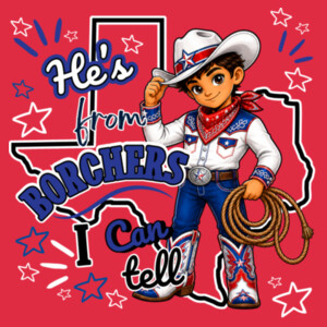 He's from Borchers I Can Tell - 05A-808 - Heavy Blend Crewneck Sweatshirt Design