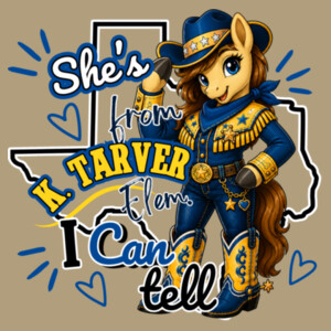 She's from K. Tarver Elem. I Can Tell 03-303 - Adult Cooling Performance Long Sleeve Tee Design
