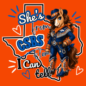 She's from CSBS I Can Tell 05A-105 - Adult Cooling Performance Long Sleeve Tee Design