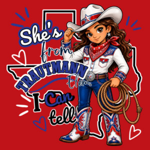 She's From Trautmann Elem. I Can Tell 05A-904 - Adult Cooling Performance Long Sleeve Tee Design