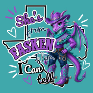 She's From Fasken Elem. I Can Tell 05B-300 - Adult Cooling Performance Long Sleeve Tee Design