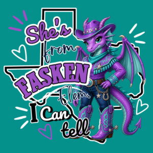 She's From Fasken Elem. I Can Tell 05B-300 - Adult Softstyle ® T Shirt Design