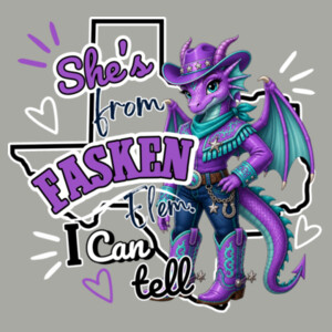 She's From Fasken Elem. I Can Tell 05B-300 - Heavy Blend Crewneck Sweatshirt Design