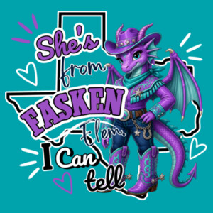 She's From Fasken Elem. I Can Tell 05B-300 - Youth Heavy Cotton 100% Cotton T Shirt Design