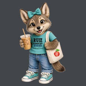Plush Ruiz Elementary Coyote Mascot 07A-709 - Adult Cooling Performance Long Sleeve Tee Design