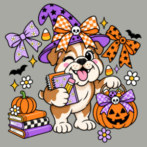Spooky Bulldog  42-004 - Youth Heavy Cotton 100% Cotton T Shirt Design