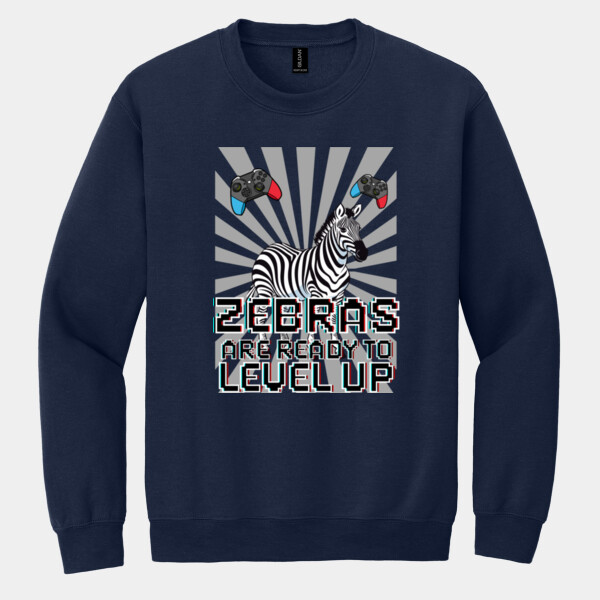 Level Up Zebras 20-801 - Heavy Blend Crewneck Sweatshirt Thumbnail