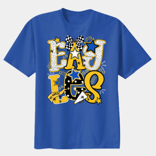 Eagles Preppy Blue/Yellow 20-200 - Youth Heavy Cotton 100% Cotton T Shirt Thumbnail