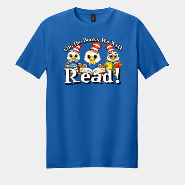 Oh The Books We Will Read Eagles 20-201 - Adult Softstyle ® T Shirt Thumbnail