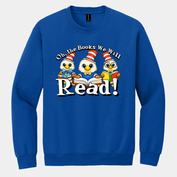 Oh The Books We Will Read Eagles 20-201 - Heavy Blend Crewneck Sweatshirt Thumbnail