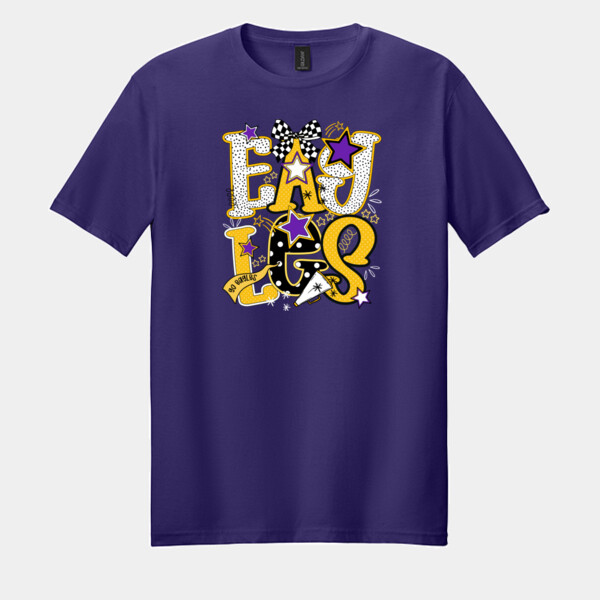 Eagles Preppy Purple/Yellow 20-211 - Adult Softstyle ® T Shirt Thumbnail