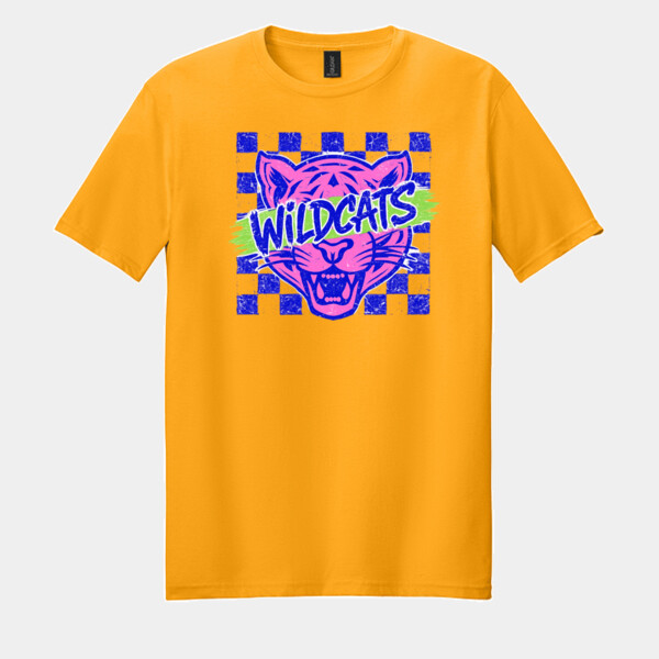 Wildcats Retro Checkered 20-612 - Adult Softstyle ® T Shirt Thumbnail
