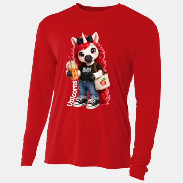 Milton Elementary Unicorn Mascot 03-903 - Adult Cooling Performance Long Sleeve Tee Thumbnail