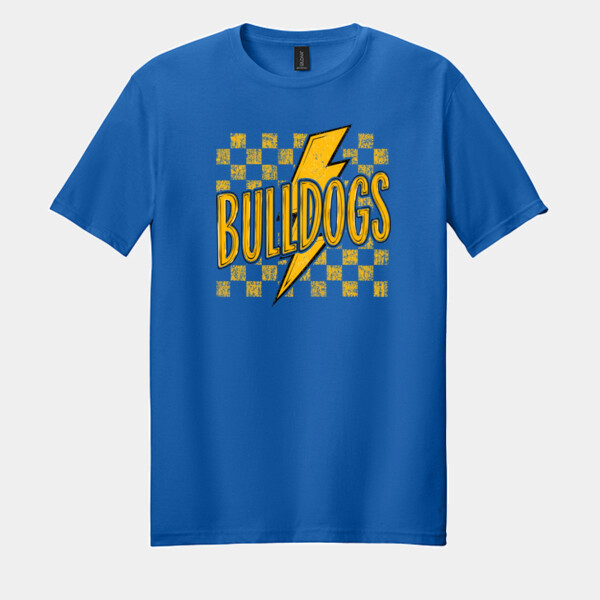 Bulldogs Checkered Yellow 20-010 - Adult Softstyle ® T Shirt Thumbnail
