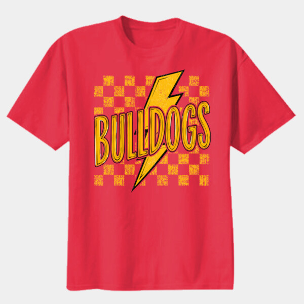 Bulldogs Checkered Yellow 20-010 - Youth Heavy Cotton 100% Cotton T Shirt Thumbnail