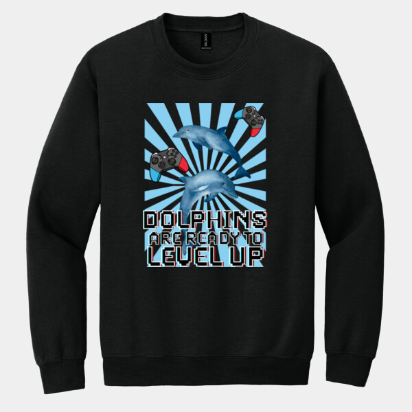 Dolphins Are Ready to Level Up 20A-201 - Heavy Blend Crewneck Sweatshirt Thumbnail