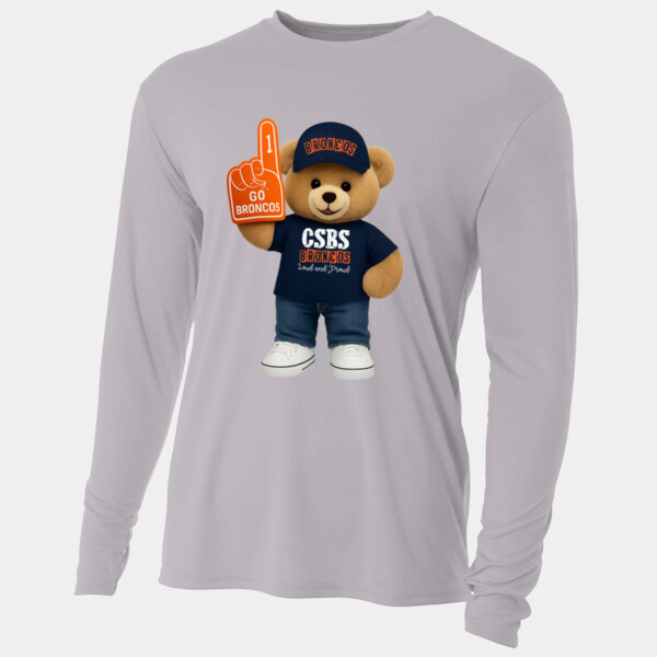 Bronco Bear Mascot 05A-120 - Adult Cooling Performance Long Sleeve Tee Thumbnail