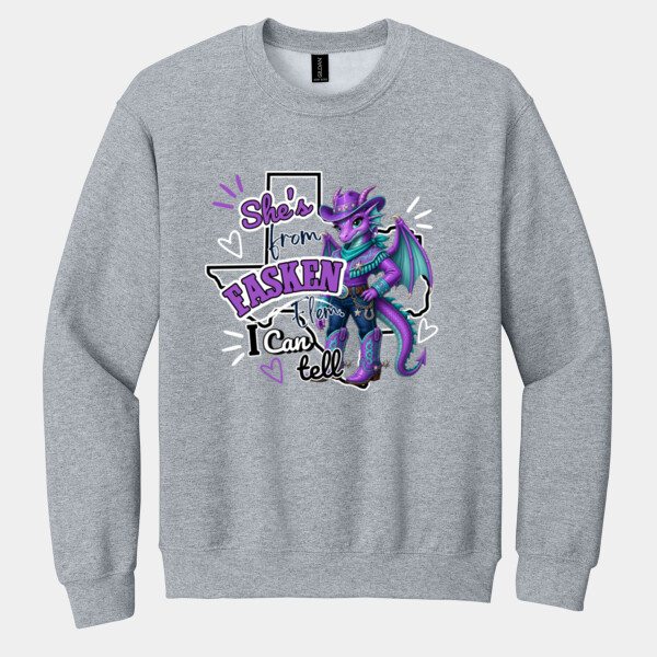 She's From Fasken Elem. I Can Tell 05B-300 - Heavy Blend Crewneck Sweatshirt Thumbnail