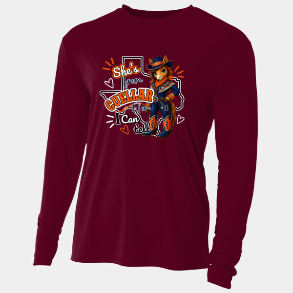 She's From Cuellar Elementary I Can Tell 05B-100 - Adult Cooling Performance Long Sleeve Tee Thumbnail