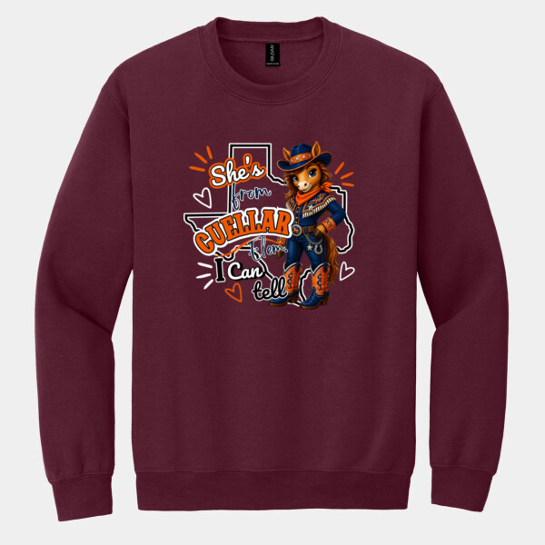 She's From Cuellar Elementary I Can Tell 05B-100 - Heavy Blend Crewneck Sweatshirt Thumbnail
