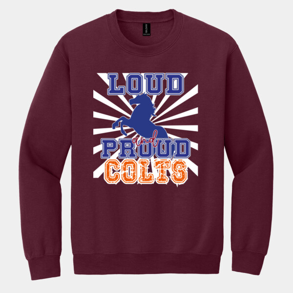 Loud and Proud Colts (Blue & Orange) 05B-105 - Heavy Blend Crewneck Sweatshirt Thumbnail