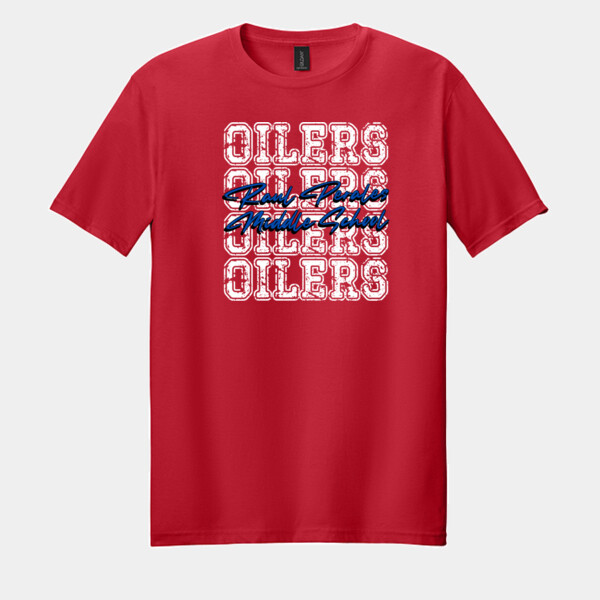 RPMS Oilers Repeating Background – Blue Script 07A-402 - Adult Softstyle ® T Shirt Thumbnail