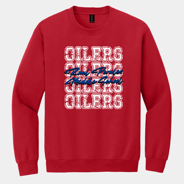 RPMS Oilers Repeating Background – Blue Script 07A-402 - Heavy Blend Crewneck Sweatshirt Thumbnail