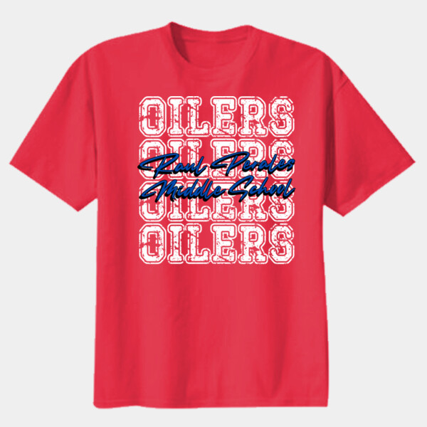 RPMS Oilers Repeating Background – Blue Script 07A-402 - Youth Heavy Cotton 100% Cotton T Shirt Thumbnail