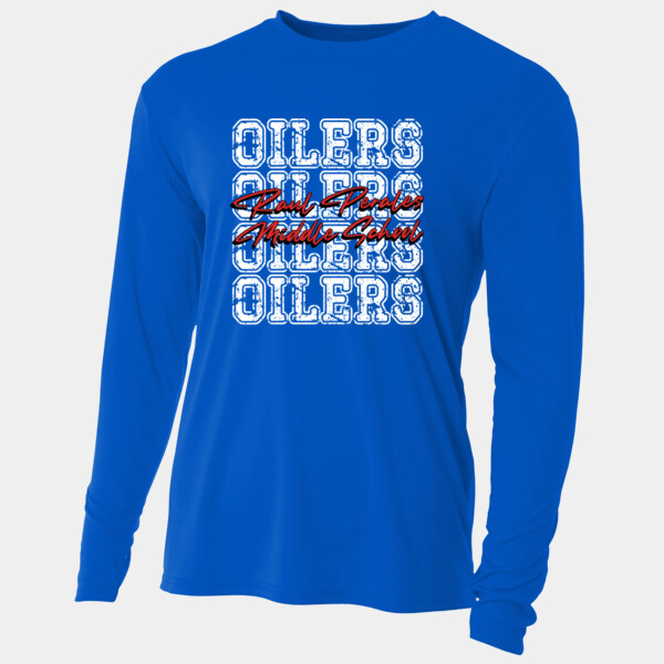 RPMS Oilers Repeating Background – Red Script 07A-403 - Adult Cooling Performance Long Sleeve Tee Thumbnail