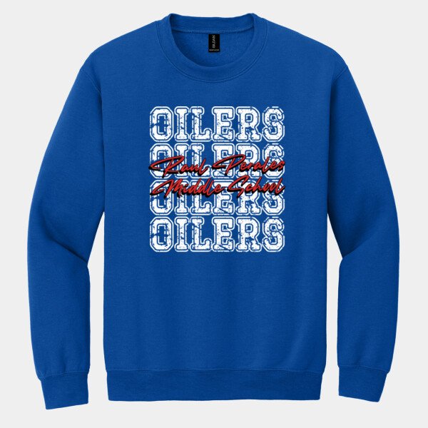 RPMS Oilers Repeating Background – Red Script 07A-403 - Heavy Blend Crewneck Sweatshirt Thumbnail