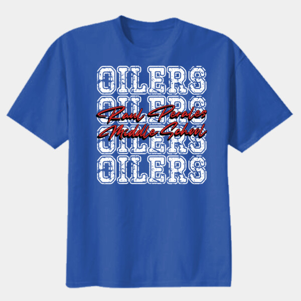 RPMS Oilers Repeating Background – Red Script 07A-403 - Youth Heavy Cotton 100% Cotton T Shirt Thumbnail