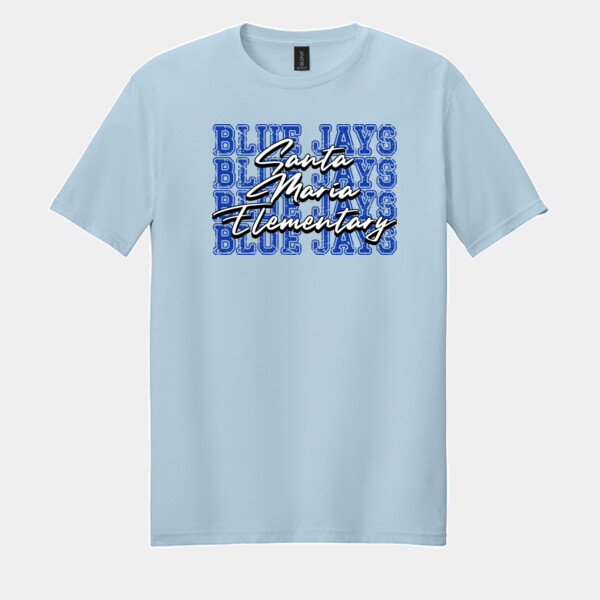 Santa Maria Elementary – Repeating Blue Jays 03-706 - Adult Softstyle ® T Shirt Thumbnail