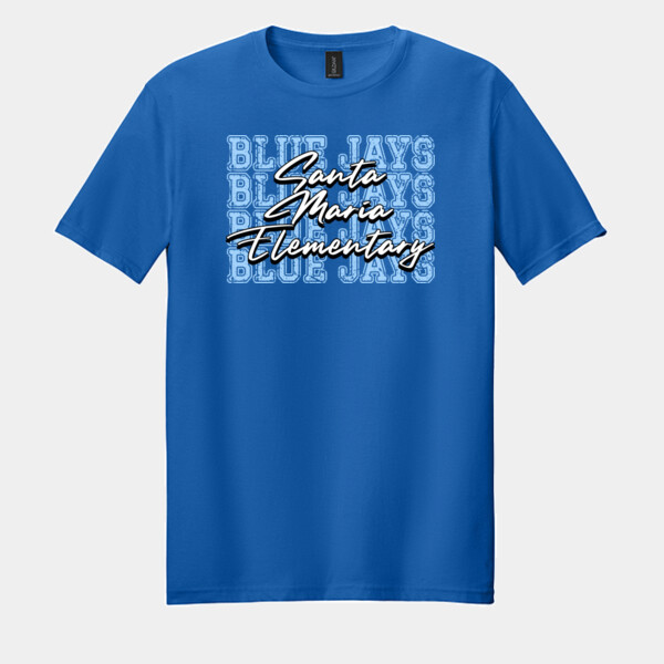Santa Maria Elementary – Repeating Blue Jays 03-707 - Adult Softstyle ® T Shirt Thumbnail