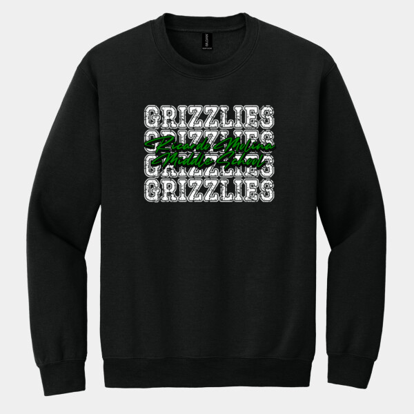 Ricardo Molina Middle School Grizzlies Repeat Typography 07A-504 - Heavy Blend Crewneck Sweatshirt Thumbnail