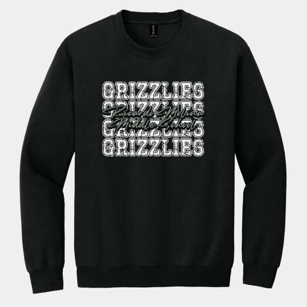 Ricardo Molina Middle School Grizzlies Repeat Typography 07A-505 - Heavy Blend Crewneck Sweatshirt Thumbnail