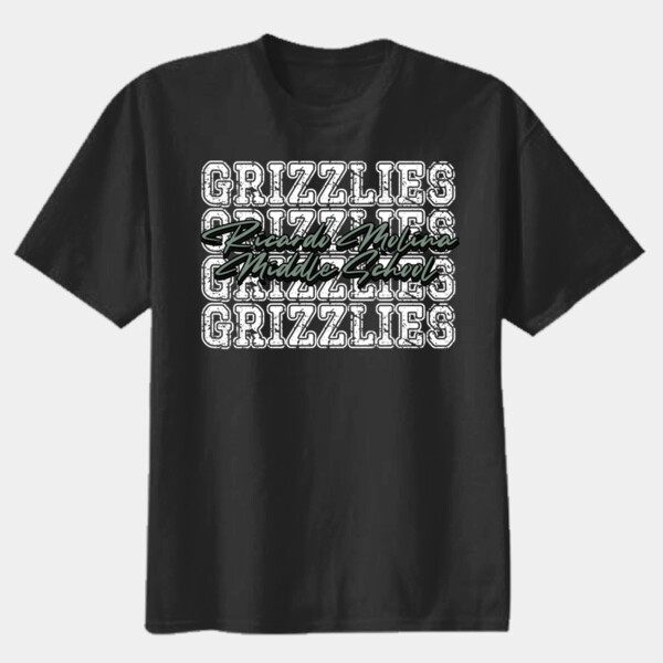 Ricardo Molina Middle School Grizzlies Repeat Typography 07A-505 - Youth Heavy Cotton 100% Cotton T Shirt Thumbnail