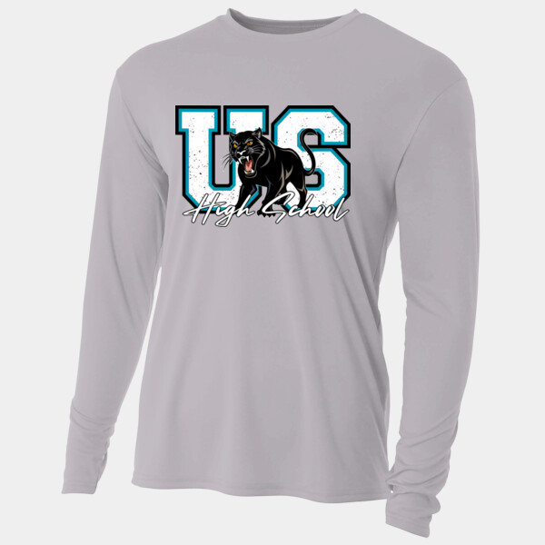 US High School Panther Mascot – White Script 06A-104 - Adult Cooling Performance Long Sleeve Tee Thumbnail