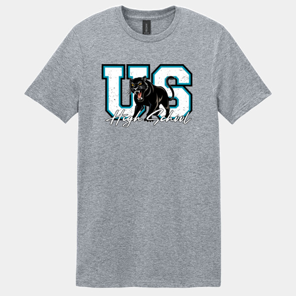 US High School Panther Mascot – White Script 06A-104 - Adult Softstyle ® T Shirt Thumbnail