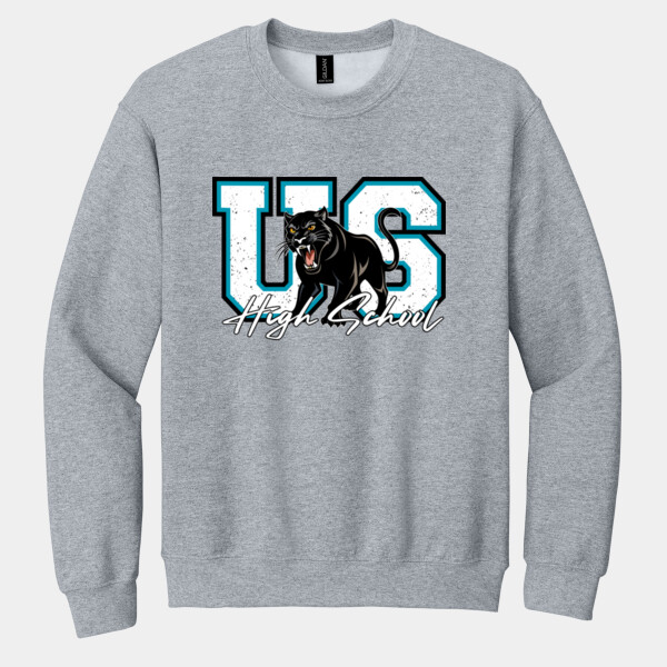 US High School Panther Mascot – White Script 06A-104 - Heavy Blend Crewneck Sweatshirt Thumbnail
