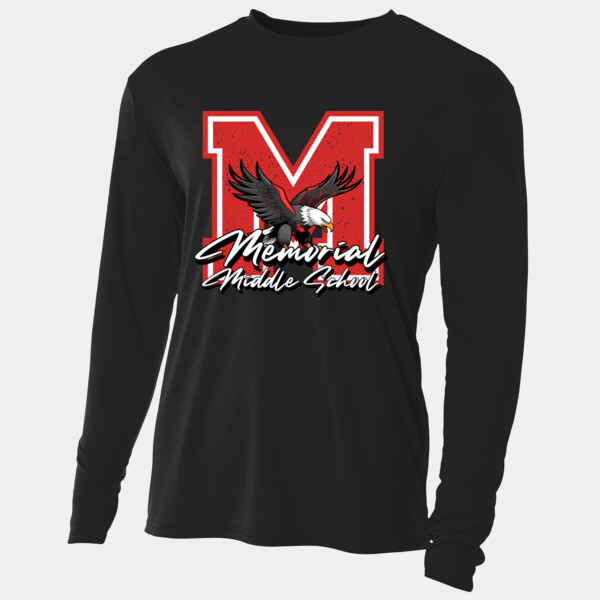 Memorial Middle School Eagle M – Red Outline 04-301 - Adult Cooling Performance Long Sleeve Tee Thumbnail