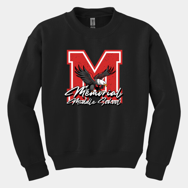Memorial Middle School Eagle M – Red Outline 04-301 - Youth Heavy Blend Crewneck Sweatshirt Thumbnail